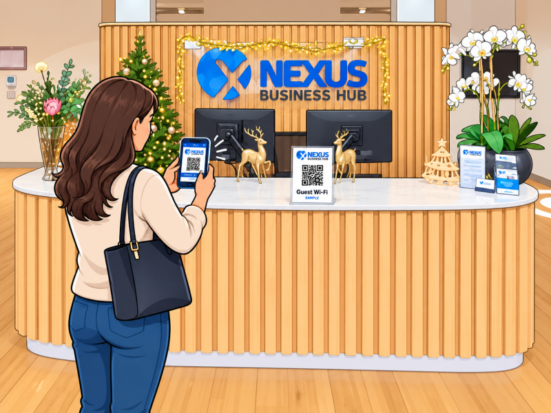 Guest Wi-Fi QR scan at reception